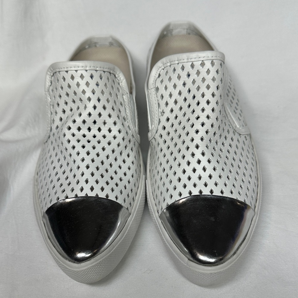 JIBS // the jibs life. White and Silver Slip-On Shoes Size 9